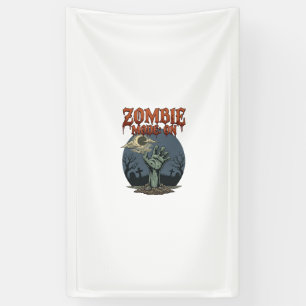 Lona Modo Zombie Halloween Mano Cementerio Luna_1