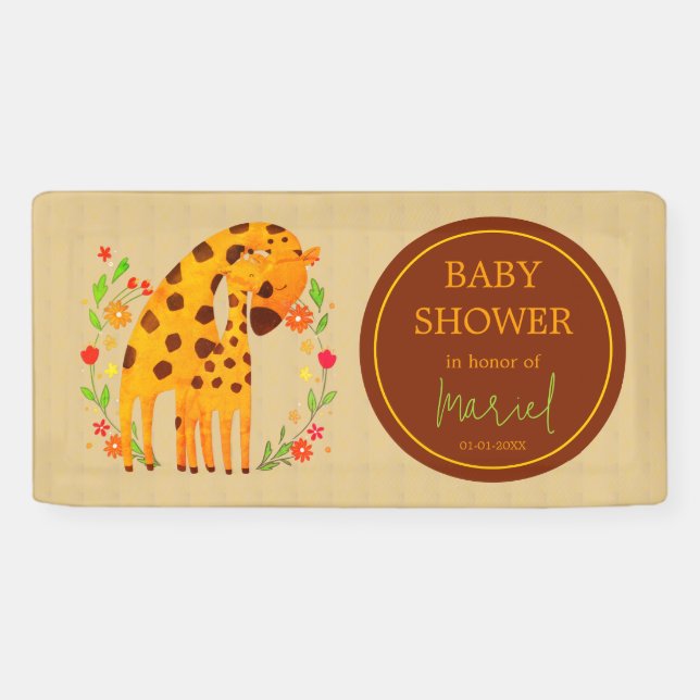 Lona Mommy Giraffe y Calf Baby Shower (Horizontal)