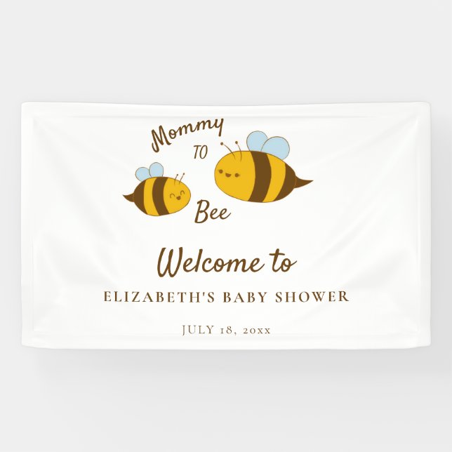 Lona Mommy to Bee Baby Shower Welcome Sign Cute Moderno (Horizontal)
