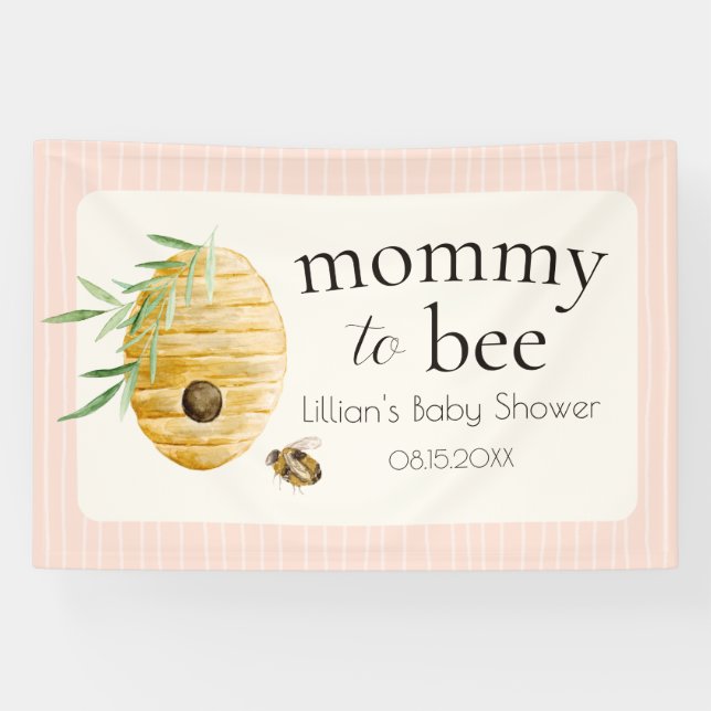 Lona Mommy To Bee Honey Bee Pink Girl Baby Shower  (Horizontal)