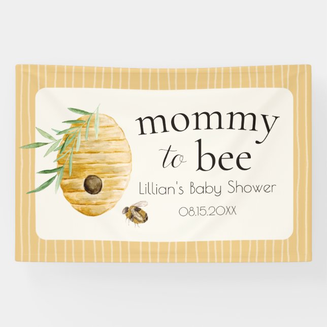 Lona Mommy To Bee Striped Yellow Honey Bee Baby Shower  (Horizontal)