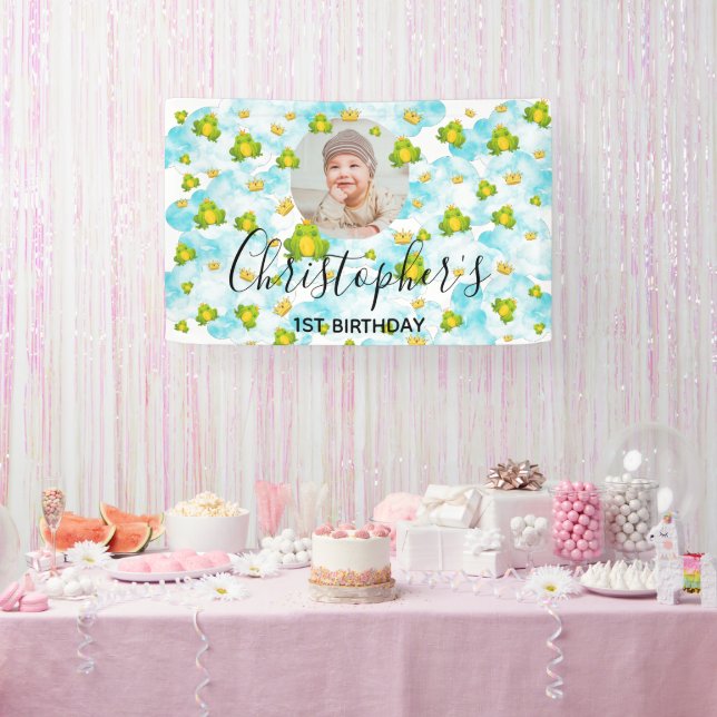 Lona Monarch Frog Baby Photo Blue Watercolor (Fiesta)