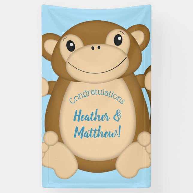 Lona Monkey Baby Shower Blue (Vertical)