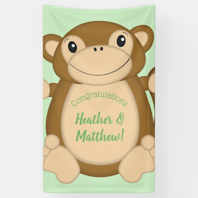 Lona Monkey Baby Shower Green (Vertical)