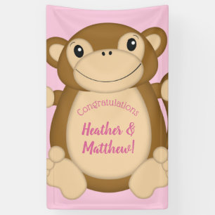 Lona Monkey Baby Shower Pink
