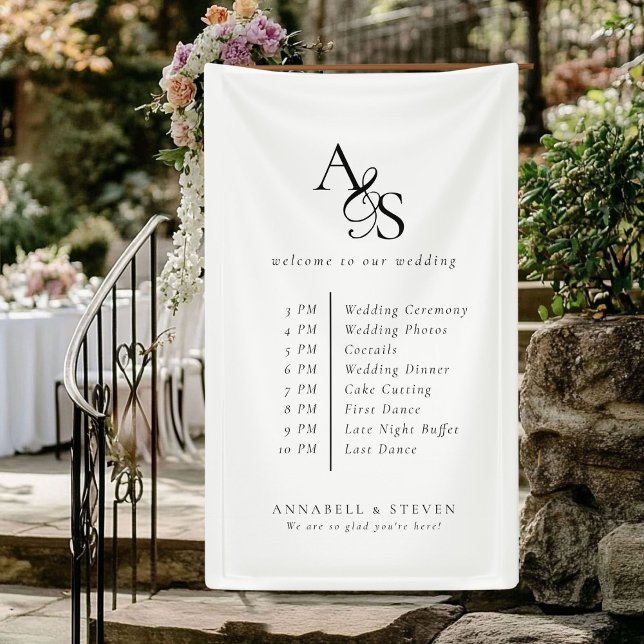 Lona Monograma, Boda, bienvenida y orden del evento (Monogram, Wedding, Welcome & Order of the Event Banner)