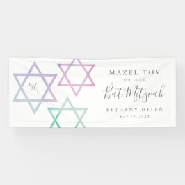 Lona Monograma de acuarela ombré para Bat Mitzvah