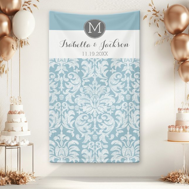 Lona Monograma de novia de novia casera (Custom Wedding or Anniversary Backdrop Banner)