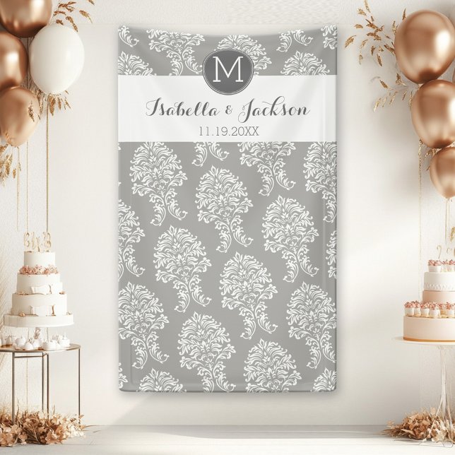 Lona Monograma de novia de novia casera (Custom Wedding or Anniversary Backdrop Banner)