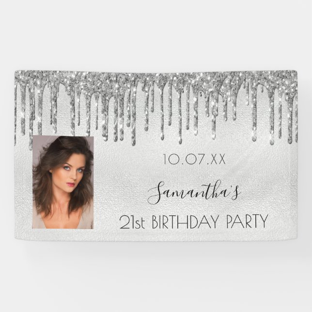 Lona Monograma del purpurina de la foto de la fiesta de (Horizontal)