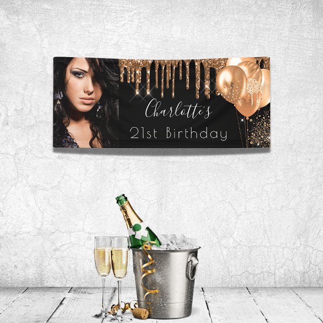 Lona Monograma del purpurina de oro negro foto de cumpl (Subido por el creador)