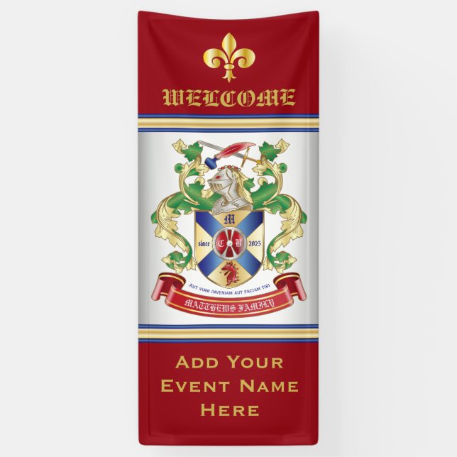 Lona Monograma escudo de armas plata caballero dragón (Vertical)