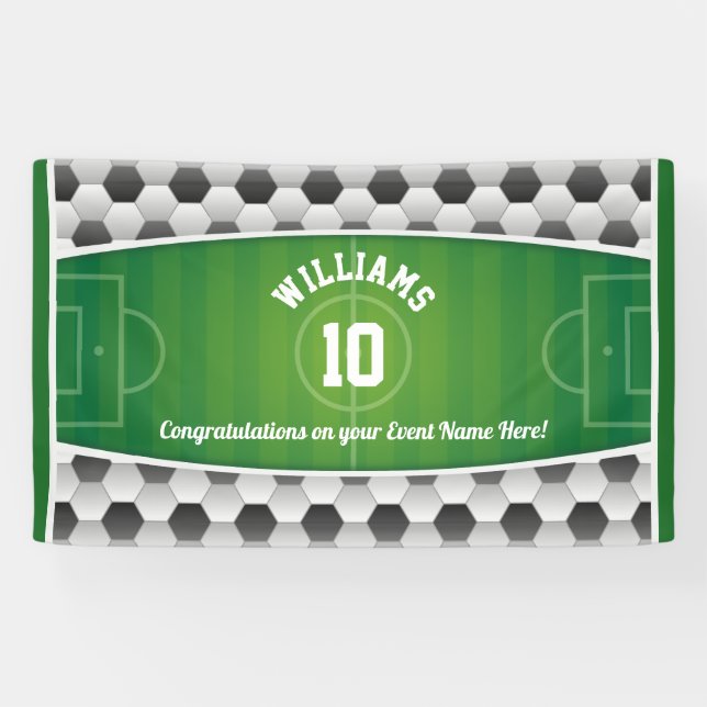 Lona Monograma fútbol pelota deporte verde (Horizontal)