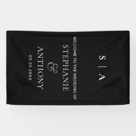 Lona Monograma mínimo moderno Boda blanco y negro