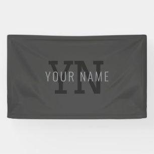 Lona Monograma moderno de nombre en gris oscuro (u otro