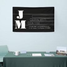 Monograma negro y blanco retro-moderno personaliza
