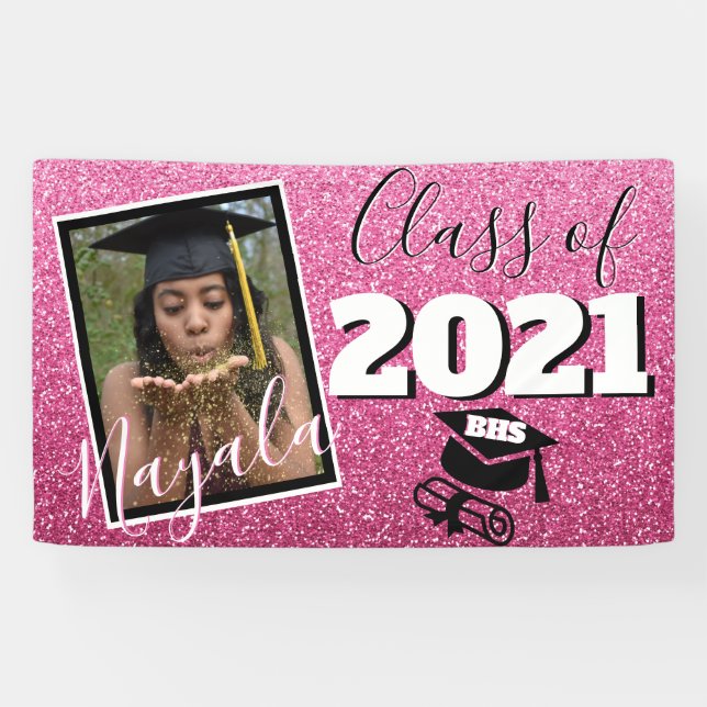 Lona Monograma y Purpurina de Ombre Rosa (Horizontal)