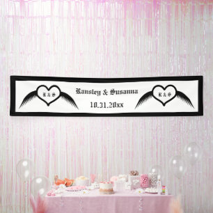 Lona Monogramado Boda gótico Personalizado del corazón