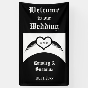 Lona Monogramado Boda gótico Personalizado del corazón