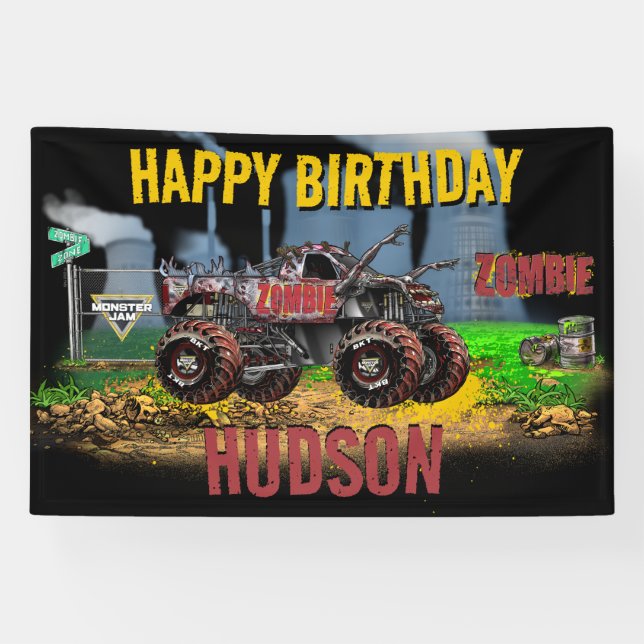 Lona Monster Jam - Cumpleaños Zombie (Horizontal)