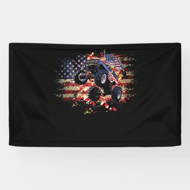 Lona Monster Truck Bandera de Estados Unidos Independen (Horizontal)