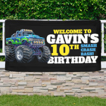 Monster Truck Guay Blue 10 cumpleaños Personalizad