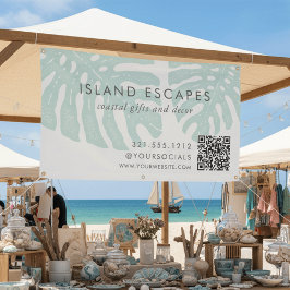 Lona Monstera Tropical Botánica Leaf QR Code Business