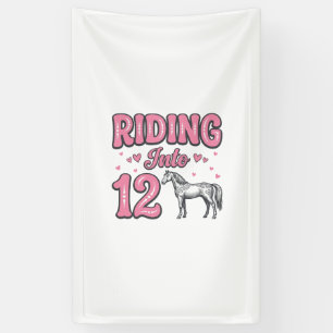 Lona Montando en Cumpleaños de 12 Caballos Diseño Vecto
