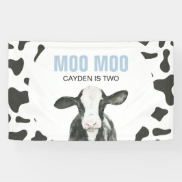Lona MOO MOO I'm two Cow Print Birthday Banner