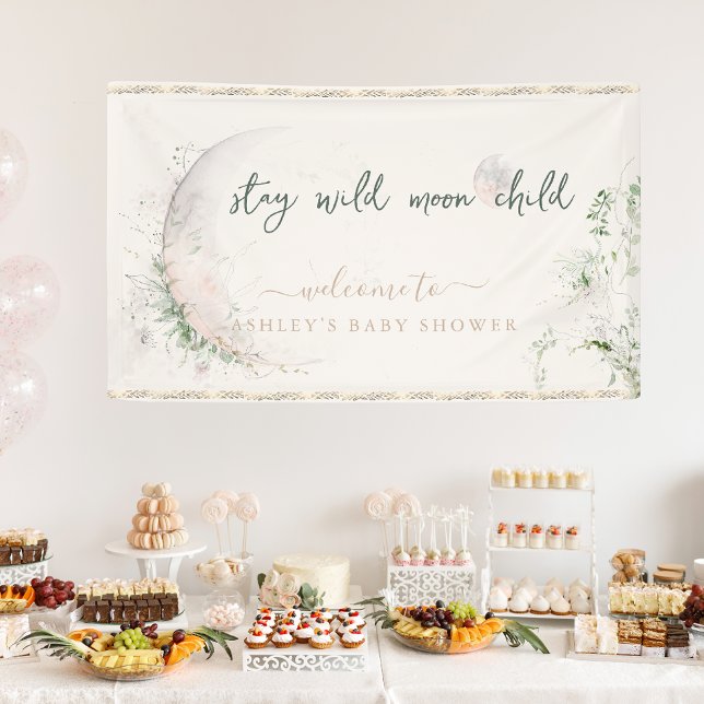 Lona Moon Child | Bienvenida de Baby Shower Boho Hippie (Subido por el creador)