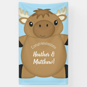 Lona Moose Baby Shower Blue Boy
