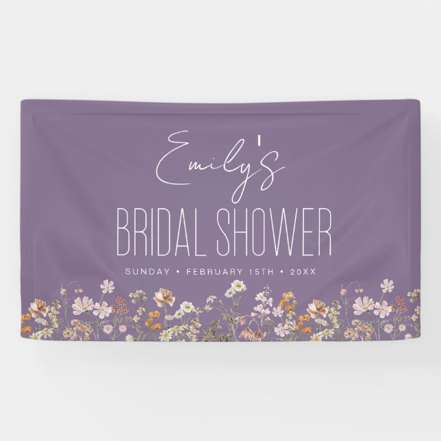 Lona Morado Flor silvestre Boho Bridal Shower (Horizontal)