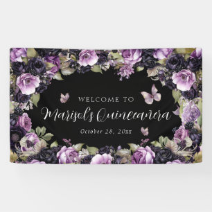 Lona Morado gótico y Moody Florals Quinceañera