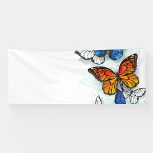 Lona Morfo y monarca de las mariposas voladoras