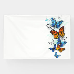 Lona Morfo y monarca de las mariposas voladoras