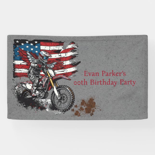 Lona Motocicleta Bandera de los Estados Unidos Fiesta d (Horizontal)