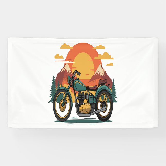 Lona Motocicleta con bandera estadounidense, 4 de julio (Horizontal)