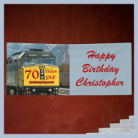 Motor de tren amarillo personalizado 70 cumpleaños