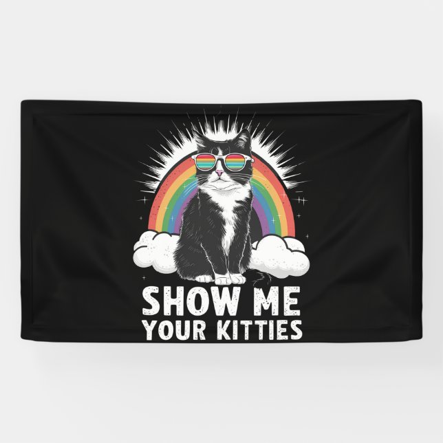 Lona Muéstrame tus gatos, divertidos orgullo gay lesbia (Horizontal)