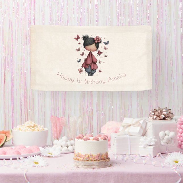 Lona Muñeca de Hada Caprichosa Cumpleaños Retro Lindo (Fiesta)