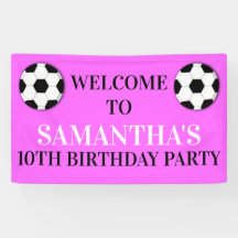 Muro de cumpleaños rosado para chicas de fútbol