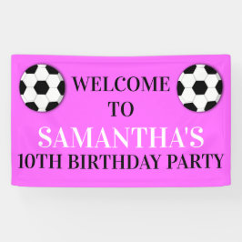 Lona Muro de cumpleaños rosado para chicas de fútbol