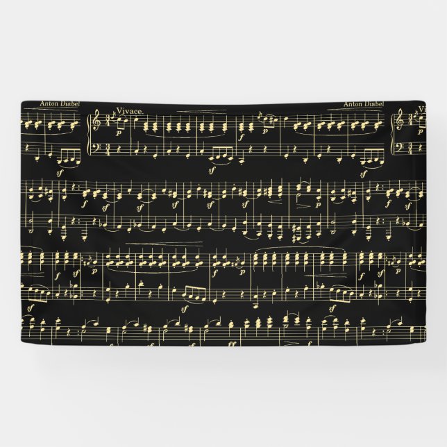 Lona Música dorada en negro (Horizontal)