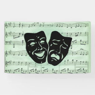 Lona Música verde y máscaras griegas de teatro
