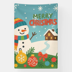 Lona Muy mono, clásico muñeco de nieve de Feliz Navidad