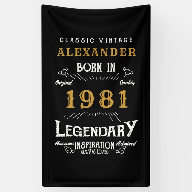 Lona Nacido en 40 años 1981 Vintage Black (Vertical)