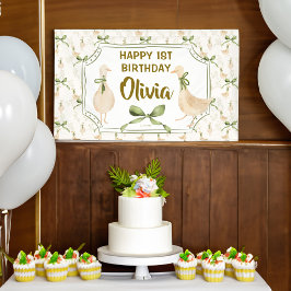 Lona Nacimiento de ganso rima feliz fiesta de cumpleaño