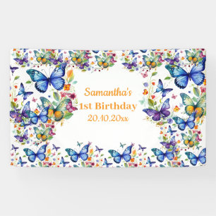 Lona Nacimiento de las mariposas de flores de vintage