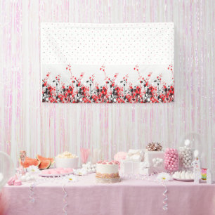 Lona Nacimiento floral rojo negro Banner Personalizad
