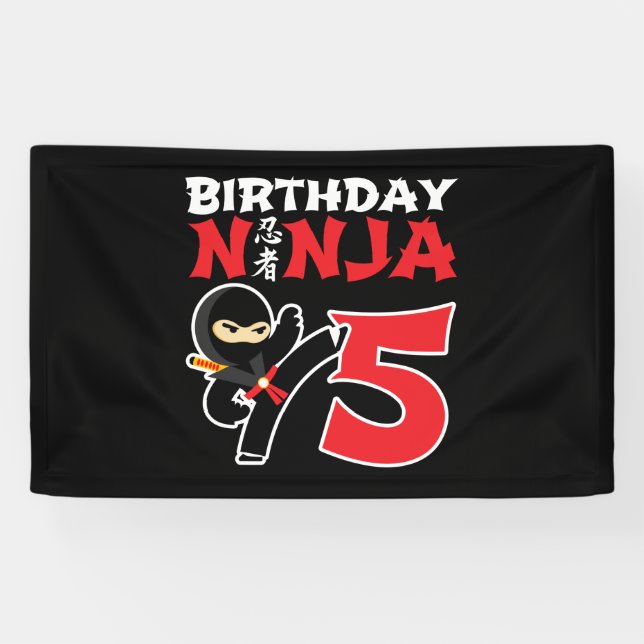 Lona Nacimiento Ninja - Tema de Fiesta de 5 años (Horizontal)